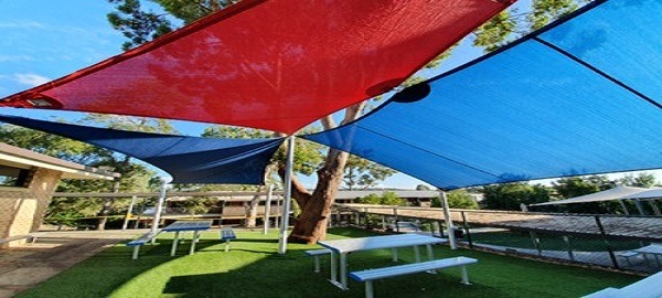 Trinity College shade sail designed, manufactured and installed by Versatile Structures
