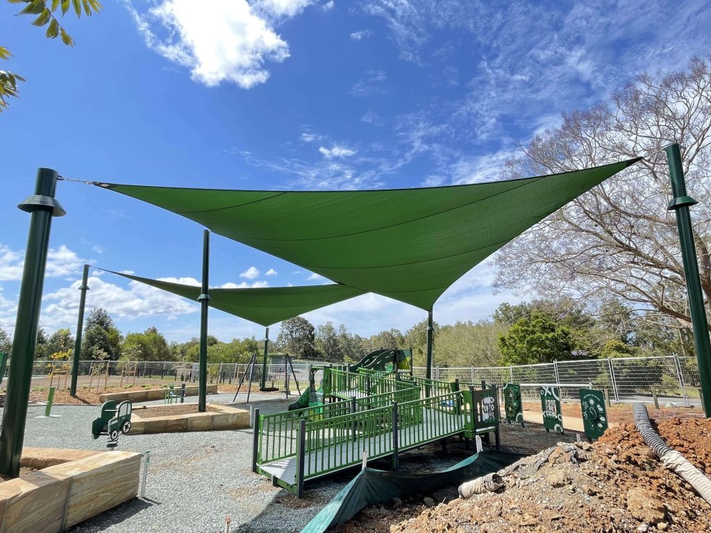 High-density polyethylene (HDPE) offers excellent shade cover for playgrounds.