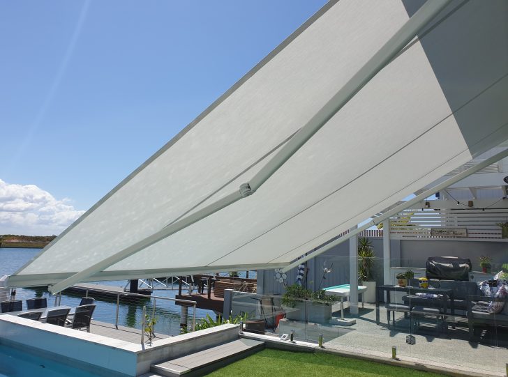 A 4m x 3m projection acrylic canvas folding arm awning is the perfect solution control how you want the shade