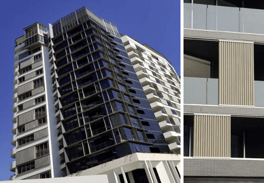 For the 18-storey Lucent Apartments in Newstead Versatile Structures designed, engineered, manufactured, and installed custom aluminium screens, sun hoods, tracking systems and vertical fins.