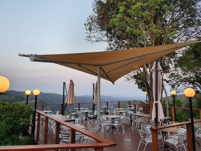 Vypar umbrella installed by Versatile Structures