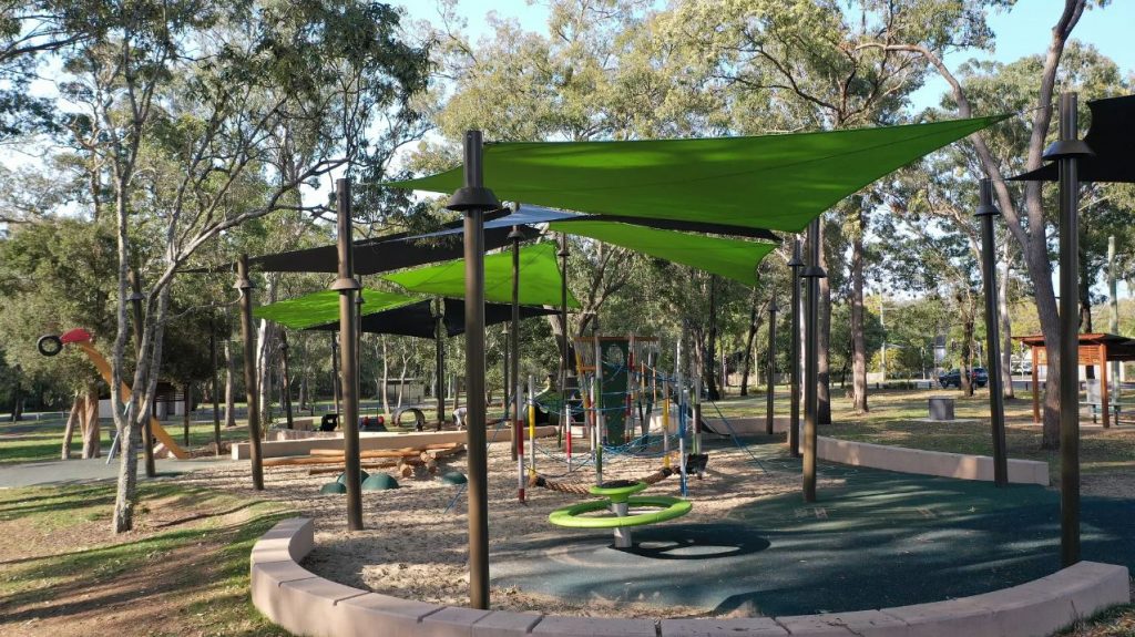 Wellington Point Park shade structure installed by Versatile Structures