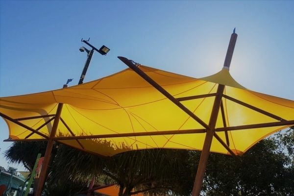 Shade structure blocking the sun by Versatile Structures