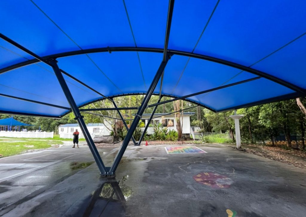 Canterbury school pool shade structure erected by Versatile Structures
