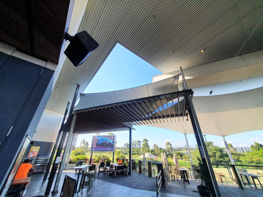 The Orion Hotel shade structure installed by Versatile Structures