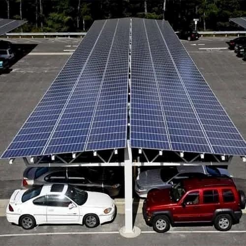 Solar panels used as a car shade structure