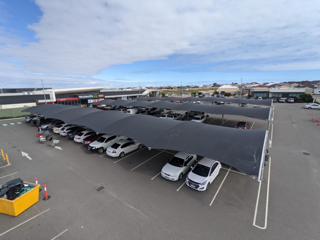 Stanford Plaza car park shade structure installed by Versatile Structures
