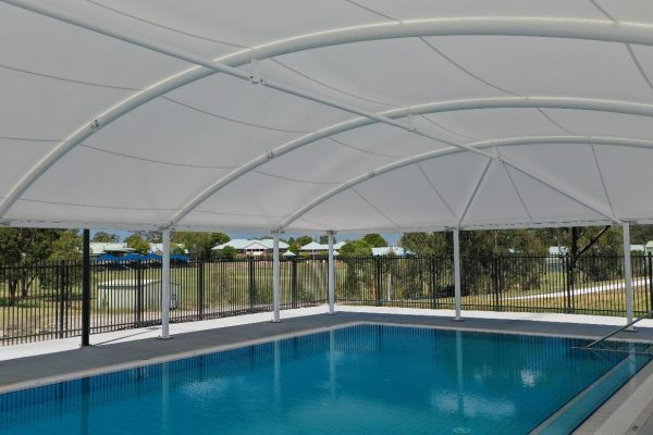 Canterbury waterproof shade structure installed by Versatile Structures