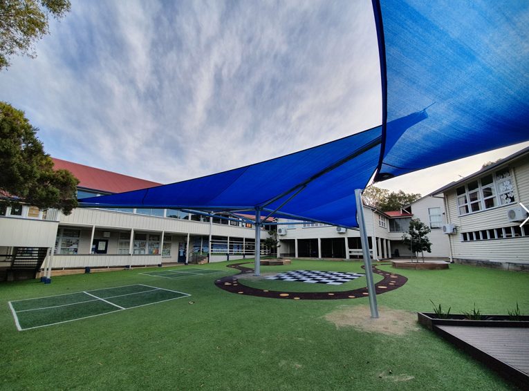 Carina State School shade structure installed by Versatile Structures