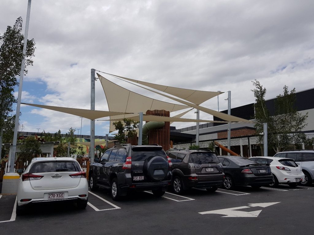 Westfield Coomera shopping centre child care shade structure installed by Versatile Structures