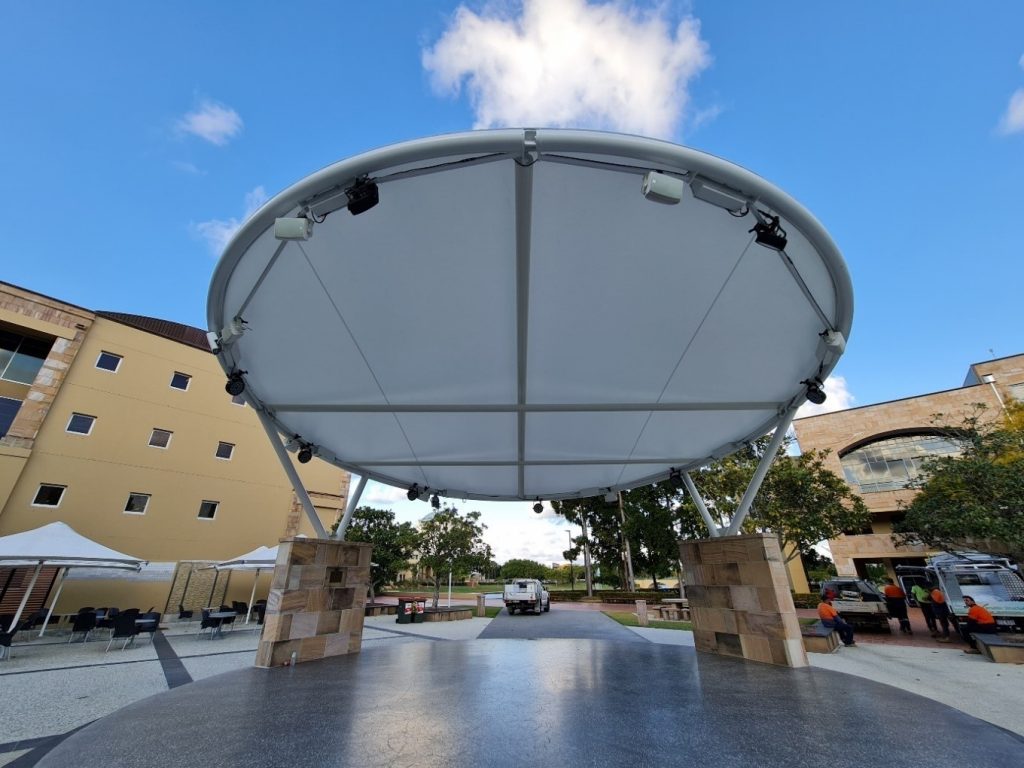 Bond University PVC shade structure installed by Versatile Structures