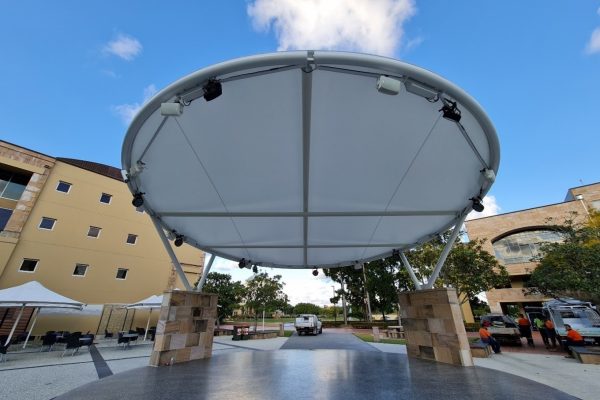 Bond University PVC shade structure installed by Versatile Structures