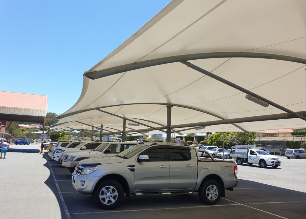 Car park shade sails manufactured and installed by Versatile Structures