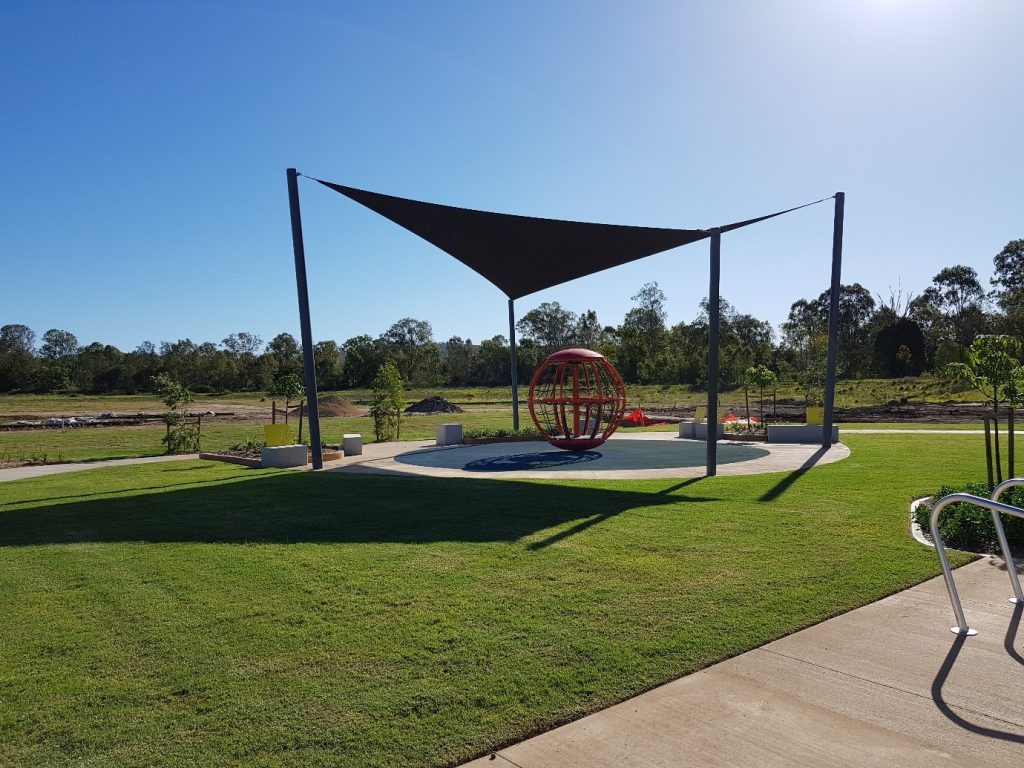Custom shade structure installed for Ripley Sports Park by Versatile Structures