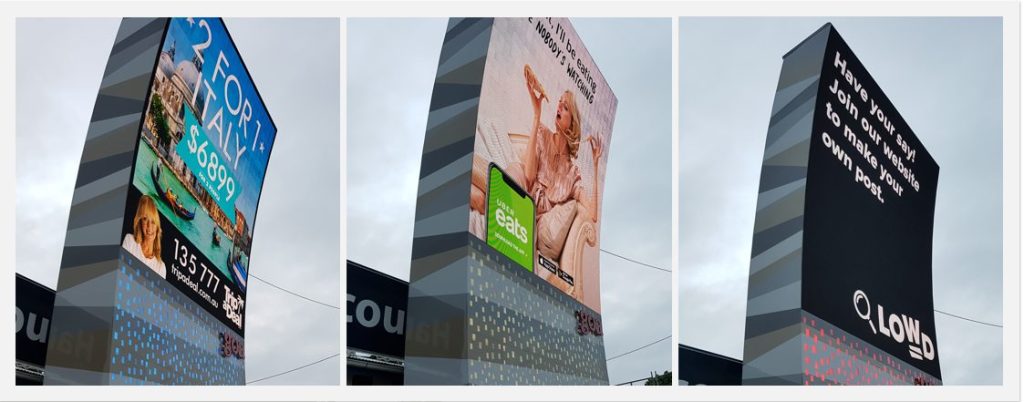Curved digital billboard installed by Versatile Structures in Clayfield Brisbane