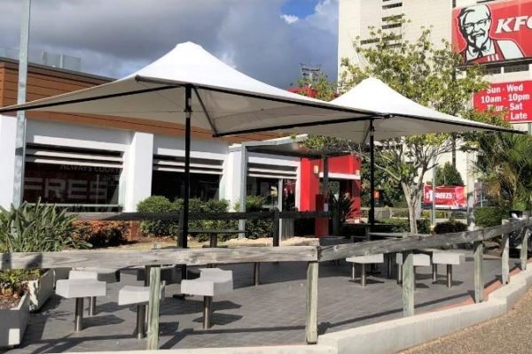 KFC umbrellas installed by Versatile Structures