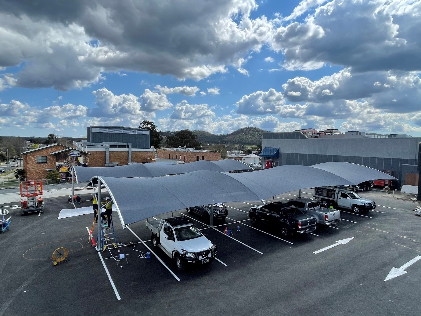 Stanthorpe car park shade structure installed by Versatile Structures